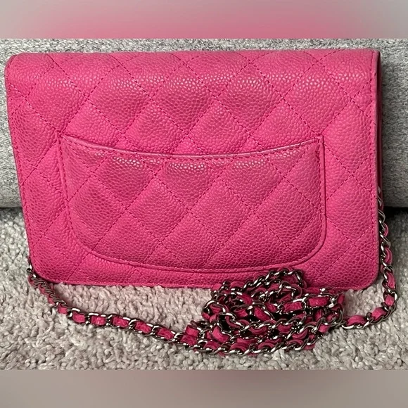 Chanel Iridescent Caviar Quilted Wallet on Chain WOC Pink - Picture 3 of 8